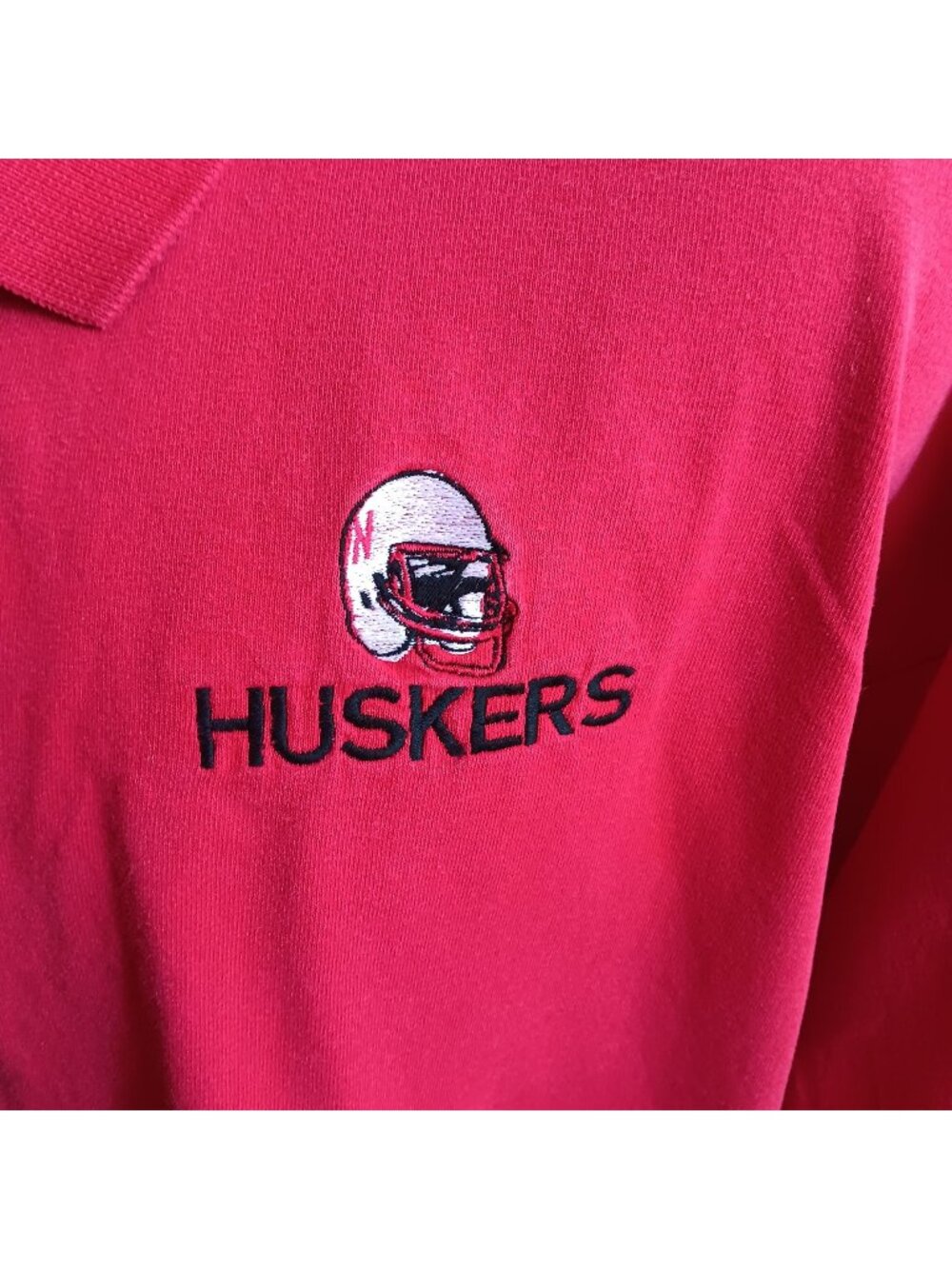 Vintage Mens Polo Shirt 2XL Nebraska Huskers Football 90's Embroidered Logo Red
